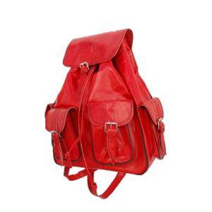 Red Leather Medium Backpack Satchel Bag Handmade..